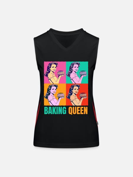 Backen Torte Backkönigin Backfee Bäckerin Pop Art - Funktionelles Kontrast-Tank Top für Frauen - Schwarz/Rot - Vorne