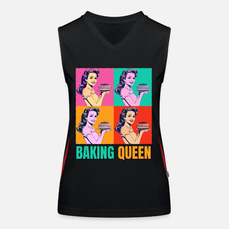 Backen Torte Backkönigin Backfee Bäckerin Pop Art Funktionelles Kontrast-Tank Top für Frauen