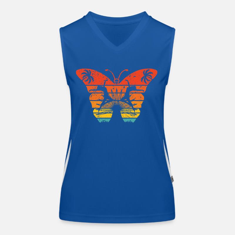 Strano effetto farfalla Top sportivo da donna in contrasto cromatico