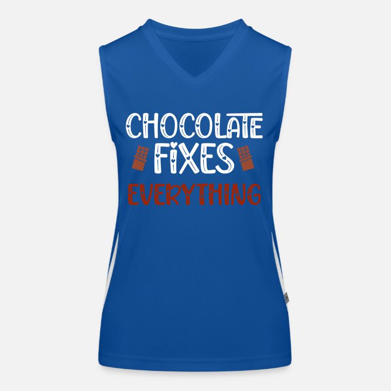 1 I Eat Chocolate - Chocolate Fixes Everything Women's Functional Contrast Tank Top