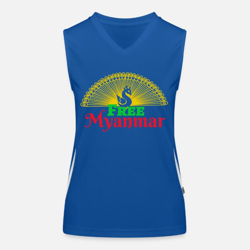 Libérez le Myanmar. Solidarité avec le Myanmar Débardeur respirant contrasté Femme