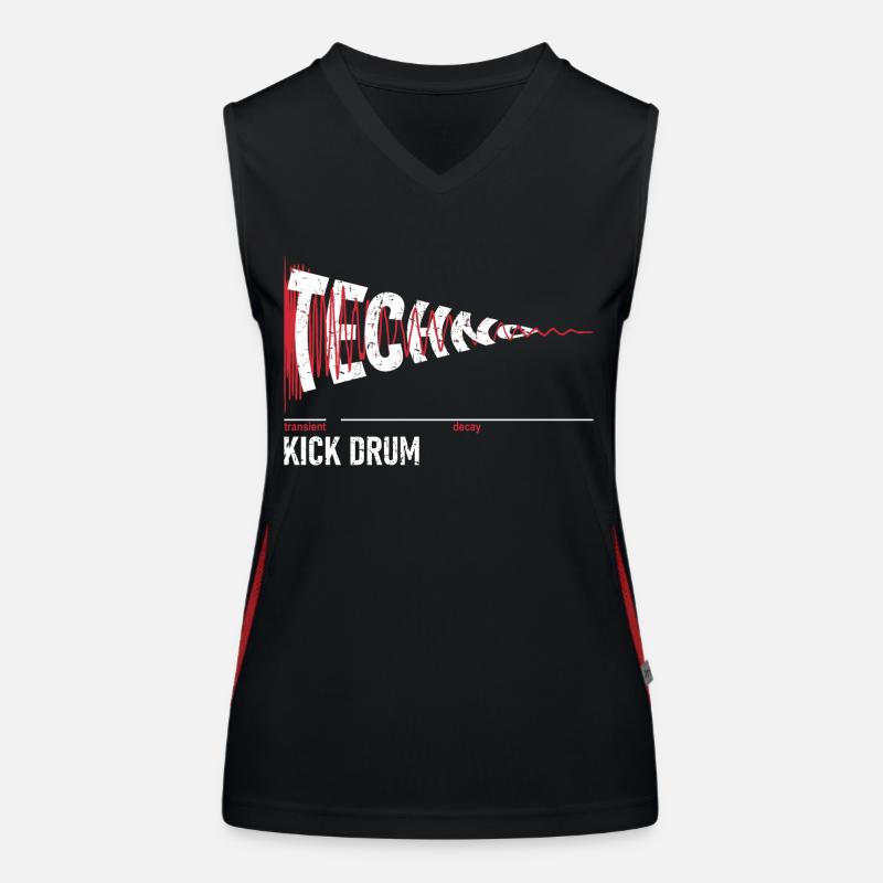 Kick Drum - Synthesizer - Techno Bass Funktionelles Kontrast-Tank Top für Frauen