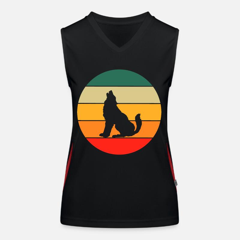 Forest Animal Predator Gift Retro Howling Wolf Women's Functional Contrast Tank Top
