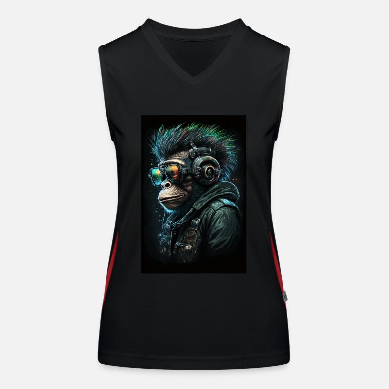 Punk Monkey mit Kopfhörern Funktionelles Kontrast-Tank Top für Frauen