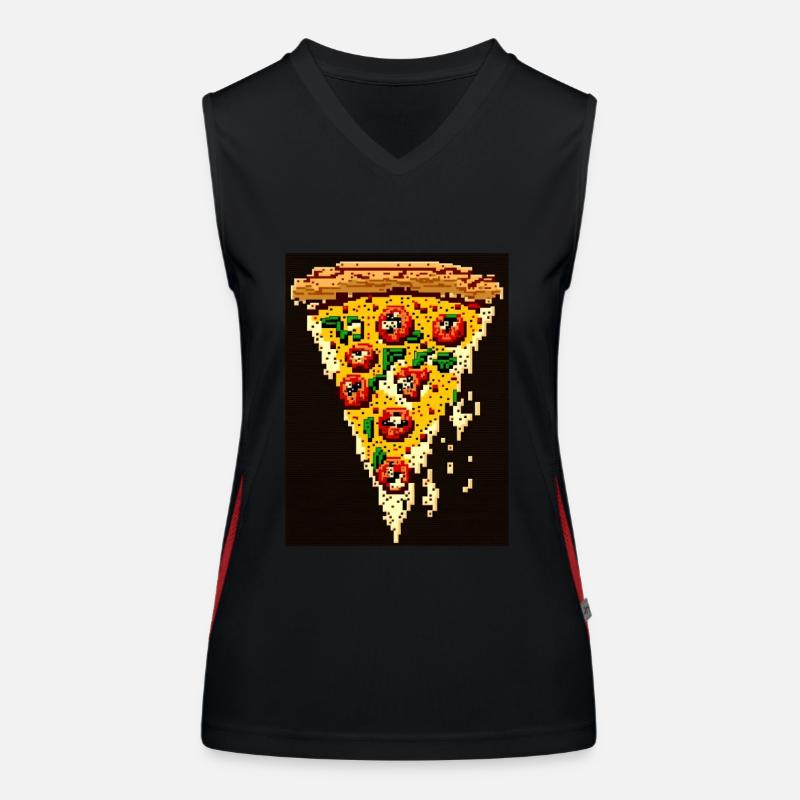 8-Bit-Pizza, Pixel-Art Funktionelles Kontrast-Tank Top für Frauen