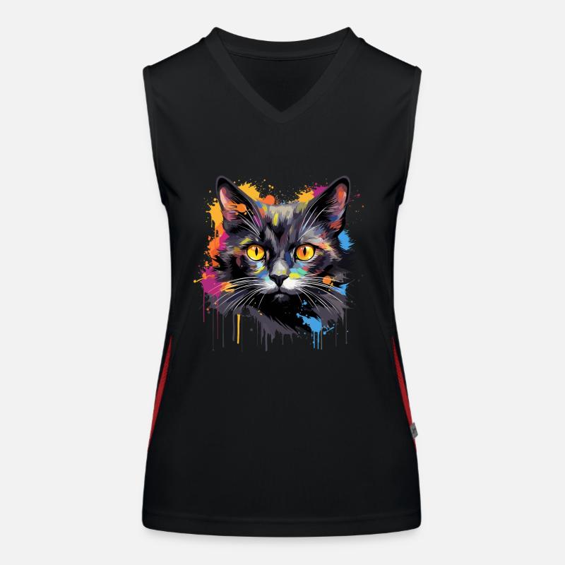 chat noir Débardeur respirant contrasté Femme