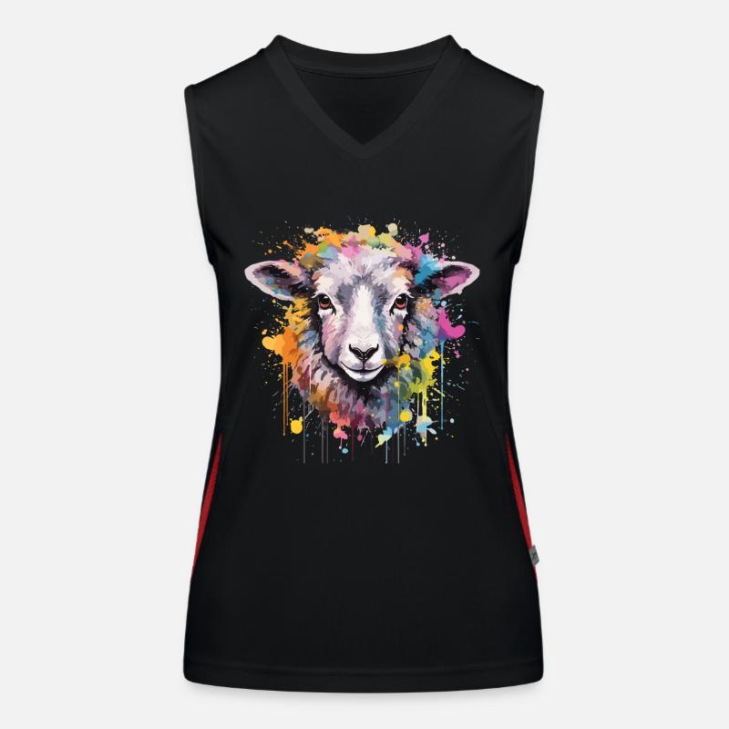 Mouton aquarelle avec splash Débardeur respirant contrasté Femme