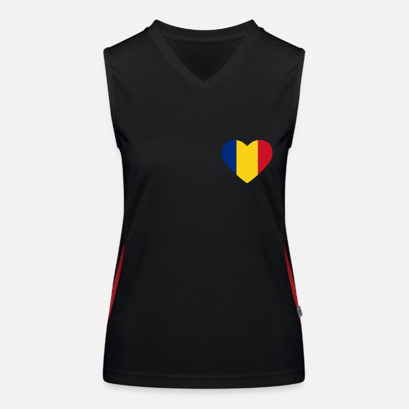 Cœur drapeau Roumanie Débardeur respirant contrasté Femme