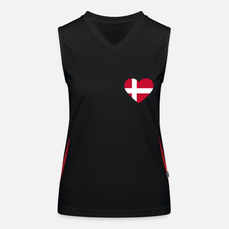 Cœur drapeau Danemark Débardeur respirant contrasté Femme