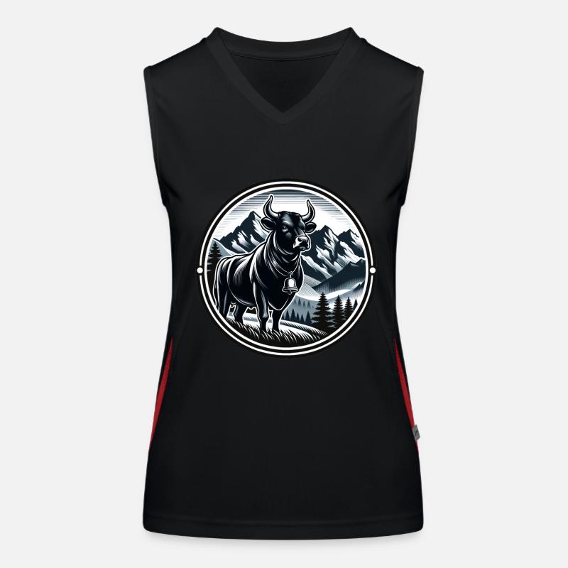 Hérens cows, Eringer - Women's Functional Contrast Tank Top - black/red