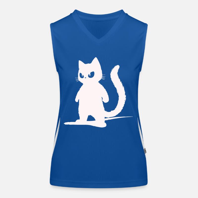 Conception de silhouettes de chat blanc cool Débardeur respirant contrasté Femme