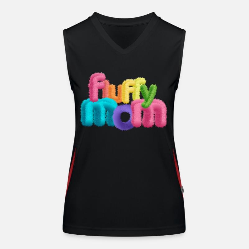 Fluffy Mom – Fluffy 3D Typography Women's Functional Contrast Tank Top