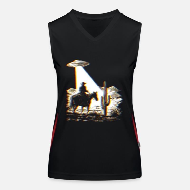 Space Cowboy - UFO - Retro Graphics - Aberration Women's Functional Contrast Tank Top