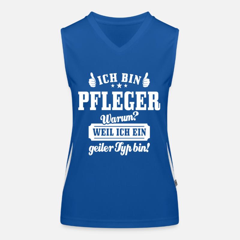 Ich bin Pfleger weil ich ein geiler Typ bin Funktionelles Kontrast-Tank Top für Frauen