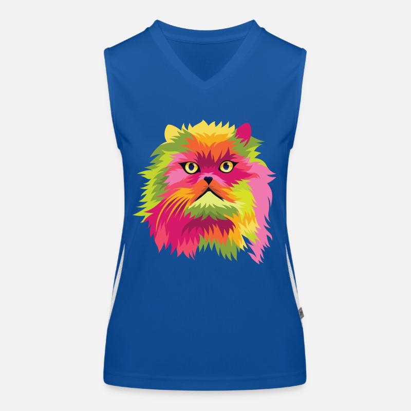 Pop Art Chemise Tête de chat Graphic Art Gift Tee Débardeur respirant contrasté Femme