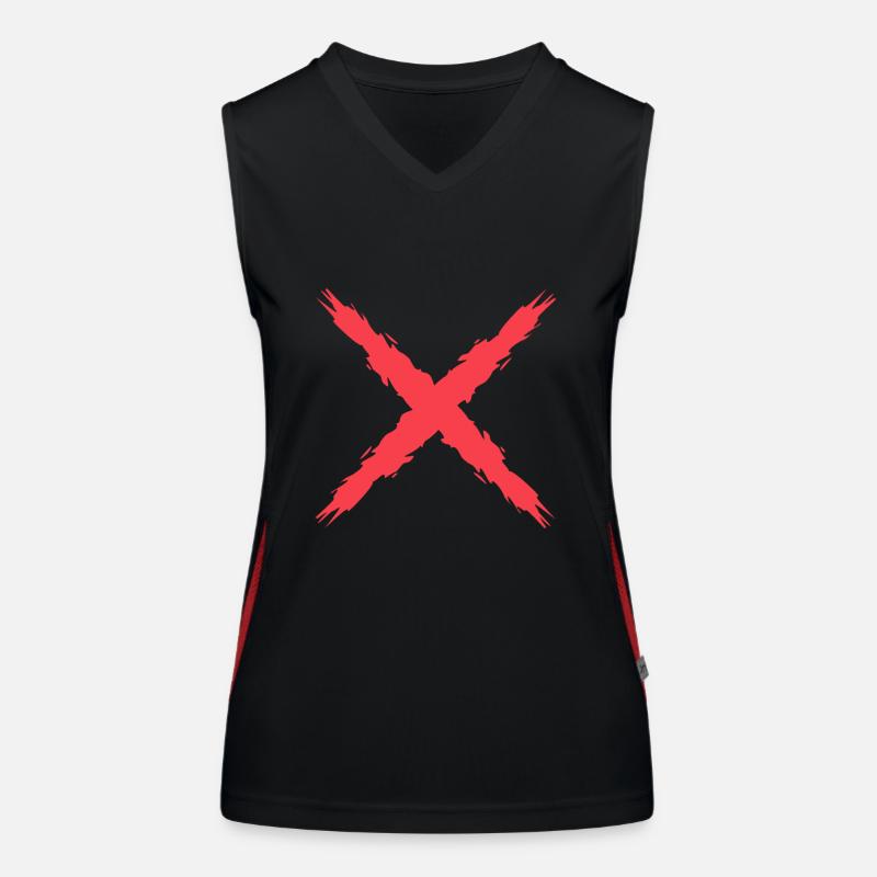 Kreuz Design Vektor Rot Funktionelles Kontrast-Tank Top für Frauen