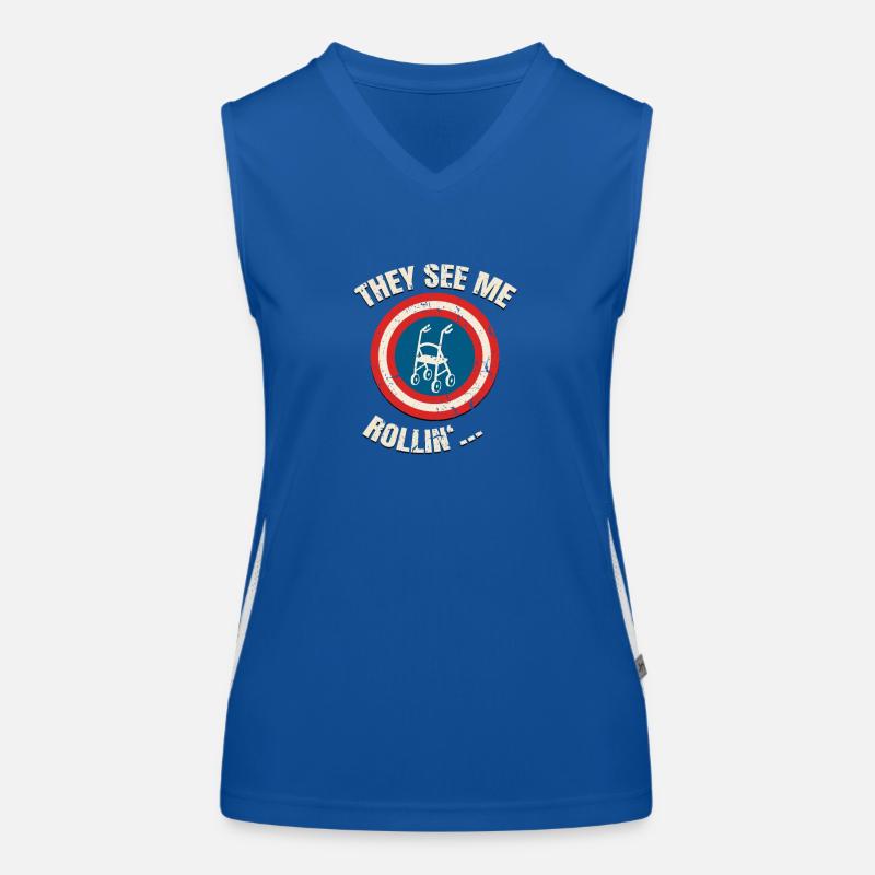 They see me rollin '… rollator retirees Women's Functional Contrast Tank Top