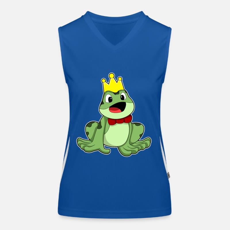 Frog as frog king with crown Women's Functional Contrast Tank Top