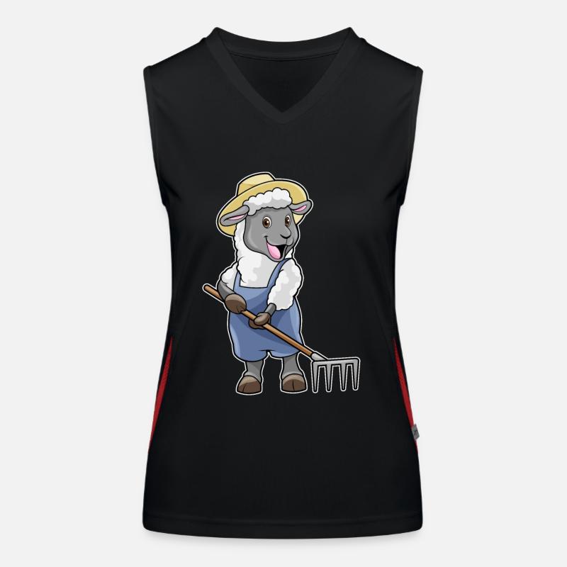 Schaaf as a farmer with rake & hat Women's Functional Contrast Tank Top