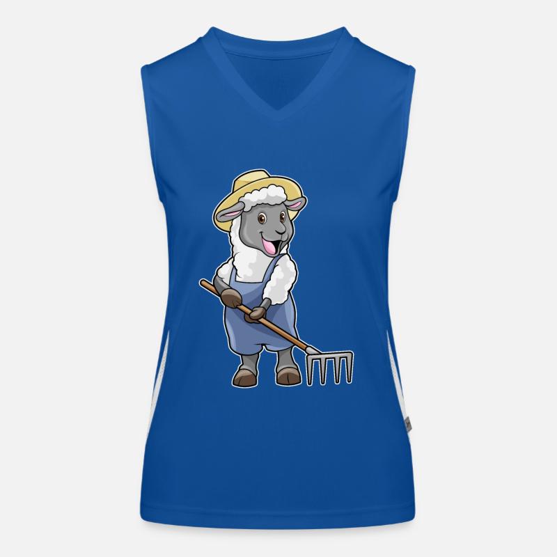 Schaaf as a farmer with rake & hat Women's Functional Contrast Tank Top