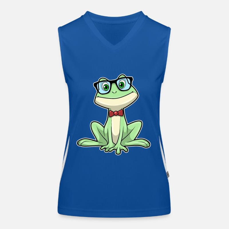 Frog Nerd Student Glasses Slips Women's Functional Contrast Tank Top