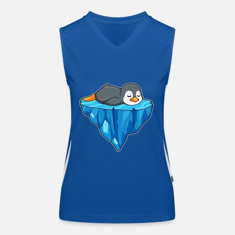 Pinguin auf Eisscholle Funktionelles Kontrast-Tank Top für Frauen