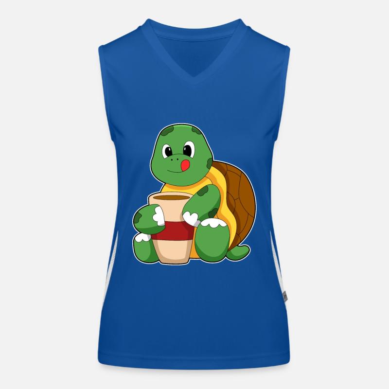 Tortue avec tasse de café Débardeur respirant contrasté Femme