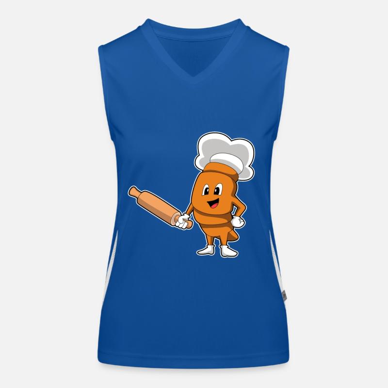 Bread as a cook with rolling pin Women's Functional Contrast Tank Top