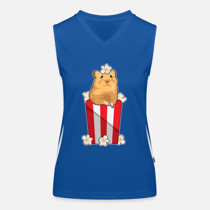 Hamster with popcorn Women's Functional Contrast Tank Top