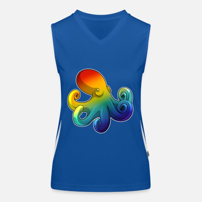 Krake mit Regenbogen Funktionelles Kontrast-Tank Top für Frauen