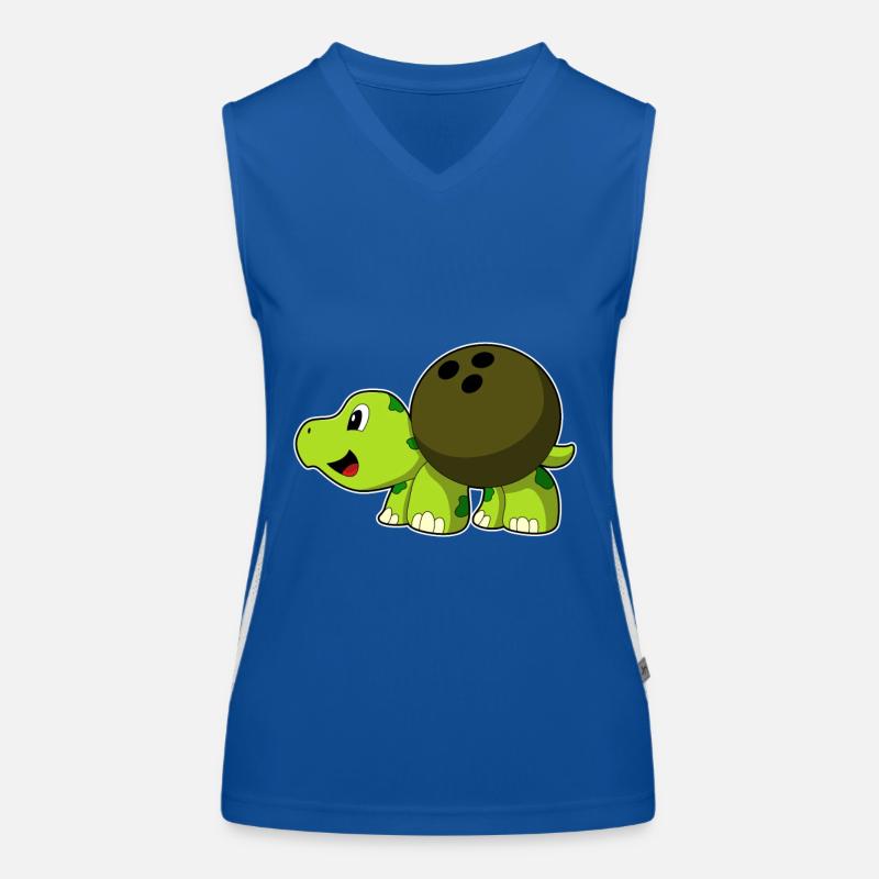 Turtle bowling with bowling ball Women's Functional Contrast Tank Top
