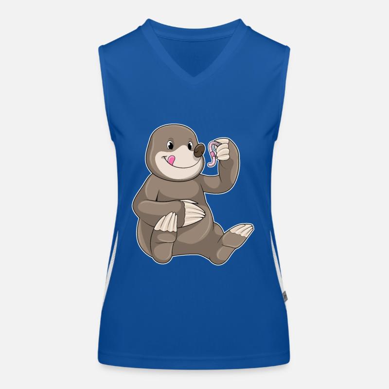 Mole with earthworm Women's Functional Contrast Tank Top