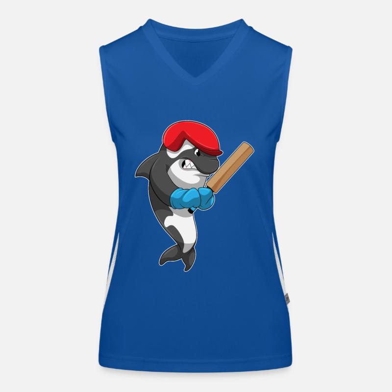Killer whale cricket with cricket bat Women's Functional Contrast Tank Top
