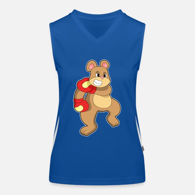 Bär beim Boxen mit Boxhandschuhe Funktionelles Kontrast-Tank Top für Frauen