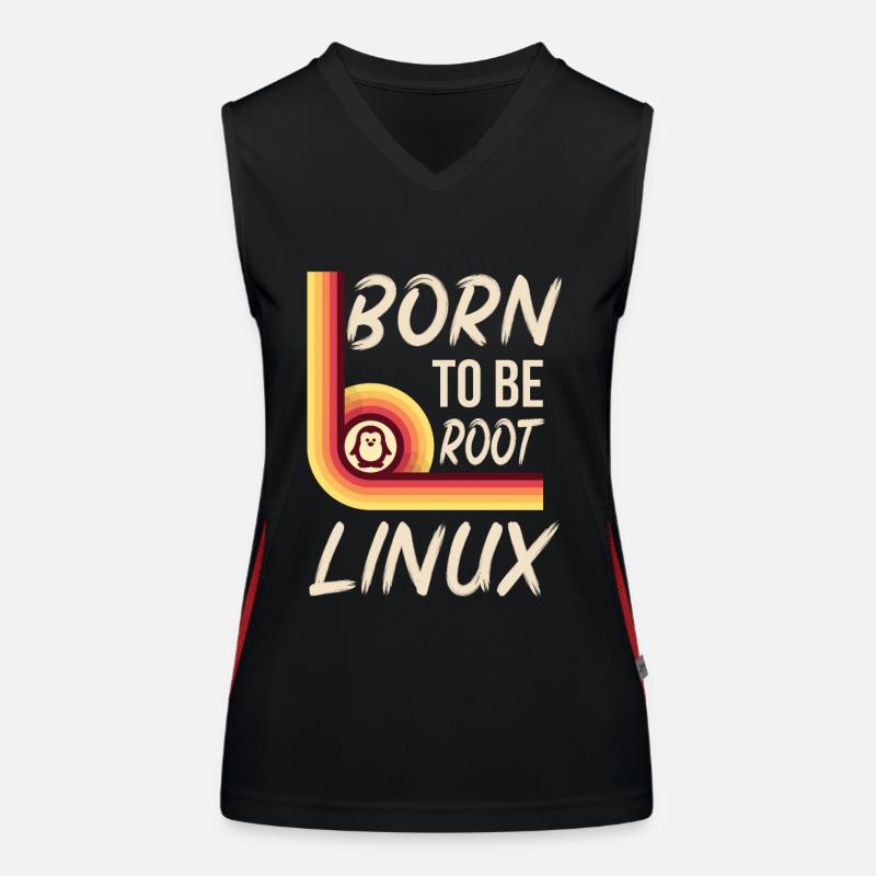 Linux Né pour être root Retro Admin Nerd Geek Débardeur respirant contrasté Femme