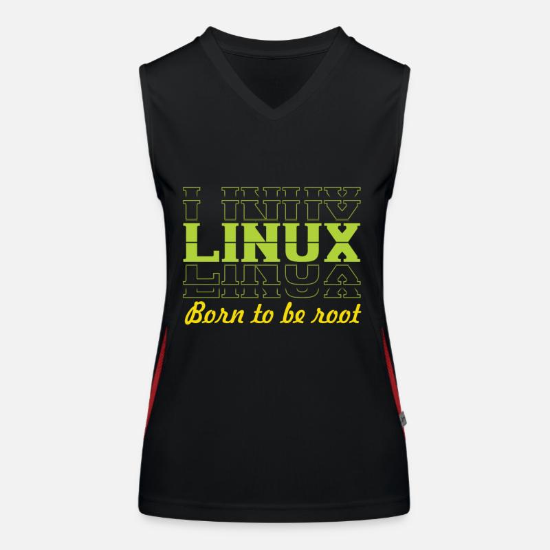 Linux Retro Vintage Born to be Root für Nerds Funktionelles Kontrast-Tank Top für Frauen
