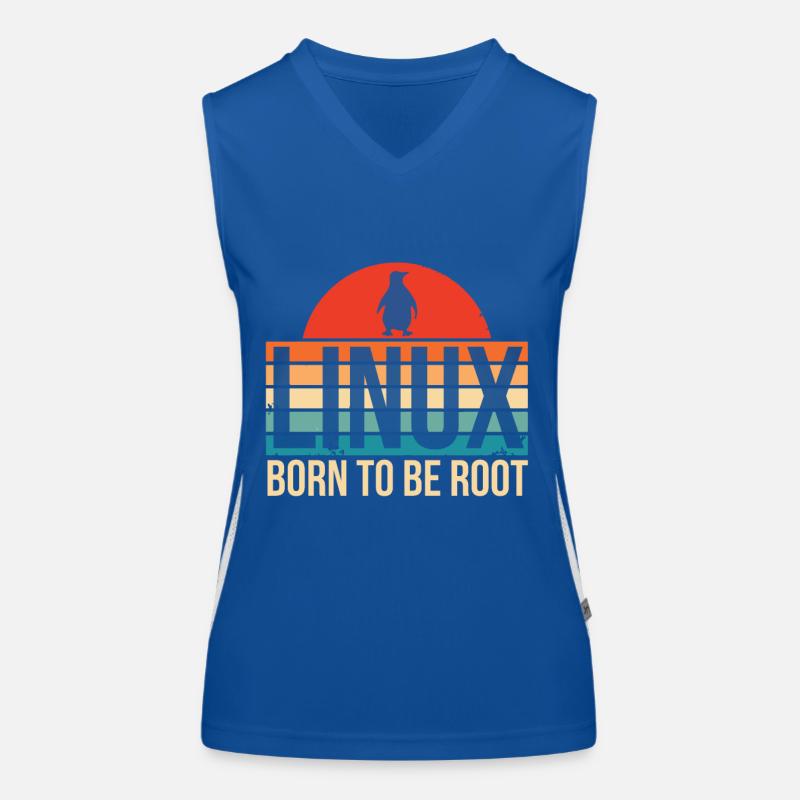Linux Born To Be Root Penguin Nerd Coding Geek Women's Functional Contrast Tank Top