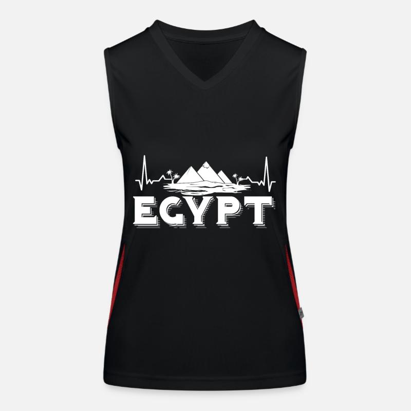 Egypt Pyramids Heartbeat Pharaoh Sphinx Women's Functional Contrast Tank Top