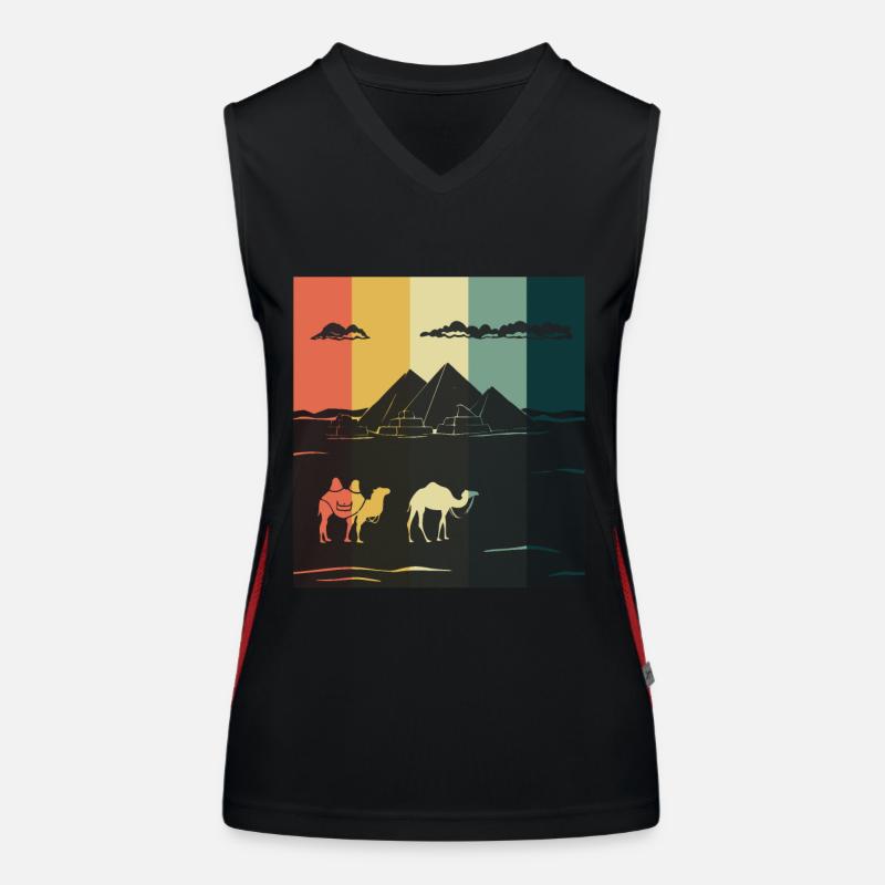Camel Gizeh Pyramide Egypte Sphinx Anubis Débardeur respirant contrasté Femme