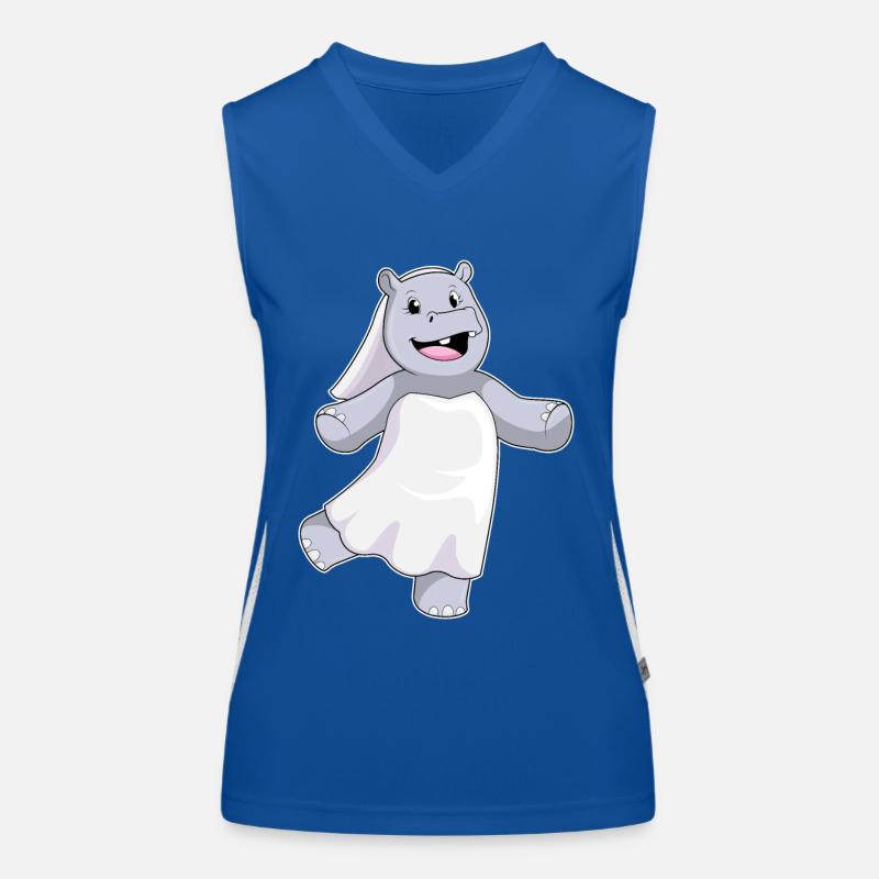 Nilpferd als Braut mit Schleier Funktionelles Kontrast-Tank Top für Frauen
