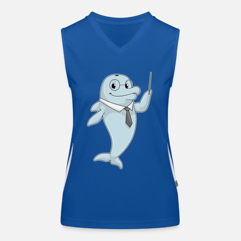 Dolphin as a teacher with pointer Women's Functional Contrast Tank Top