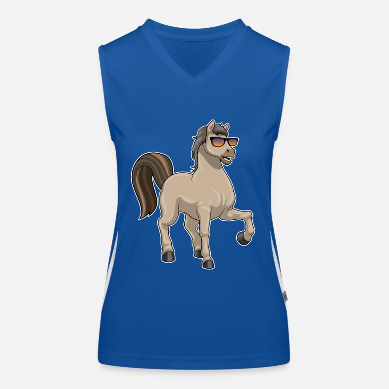 Pferd mit Sonnenbrille Funktionelles Kontrast-Tank Top für Frauen