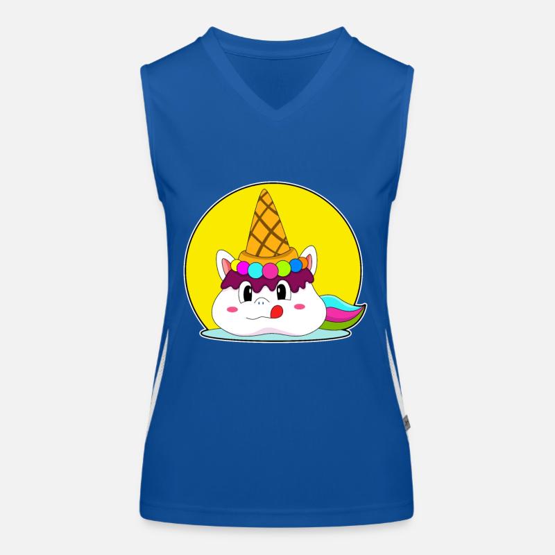 Einhorn mit Eiswaffel Funktionelles Kontrast-Tank Top für Frauen