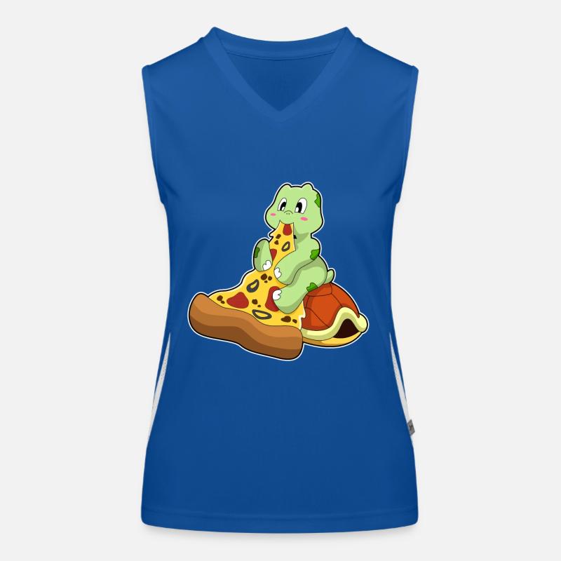 Schildkröte mit Pizza Funktionelles Kontrast-Tank Top für Frauen
