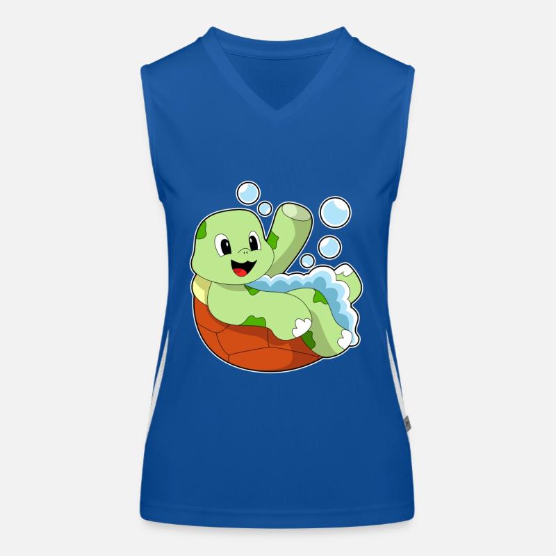 Turtle bathing with foam Women's Functional Contrast Tank Top