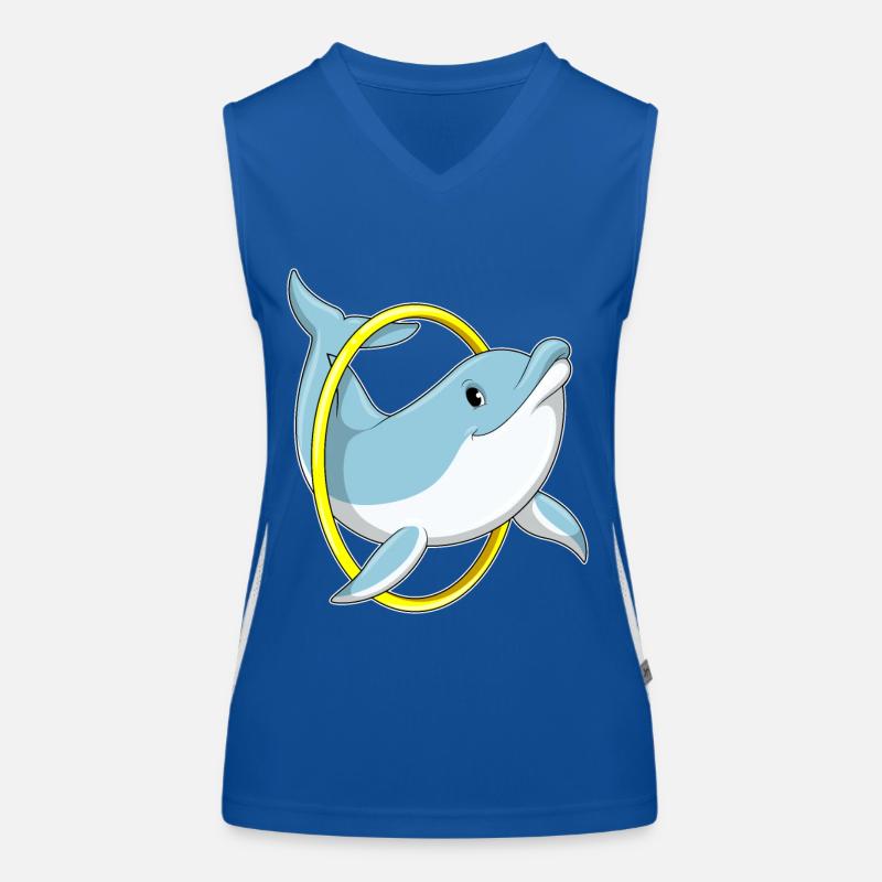 Dolphin with ring Women's Functional Contrast Tank Top
