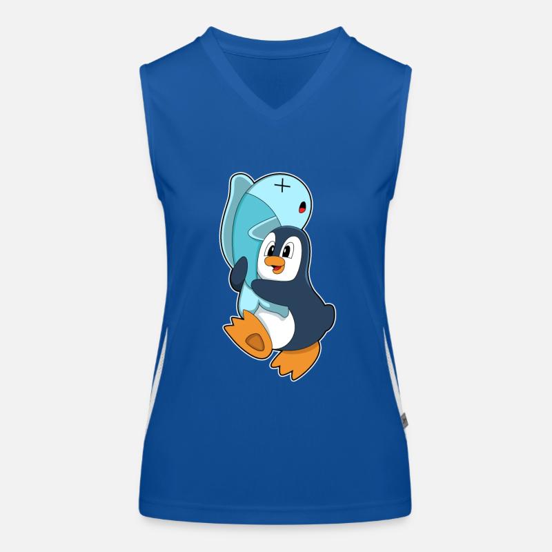 Pingouin avec du poisson Débardeur respirant contrasté Femme