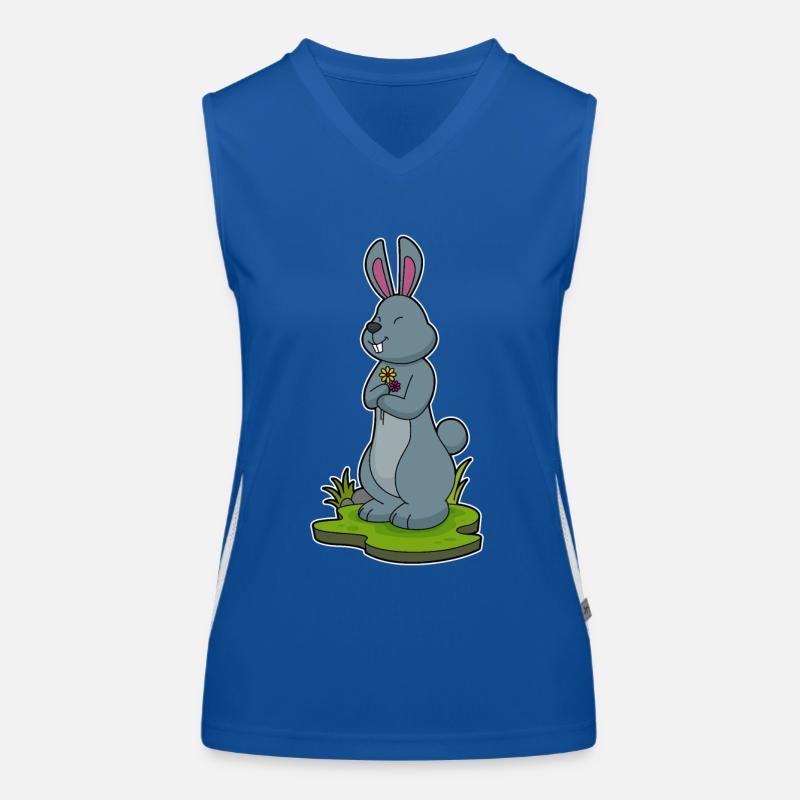 Lapin avec des fleurs Débardeur respirant contrasté Femme