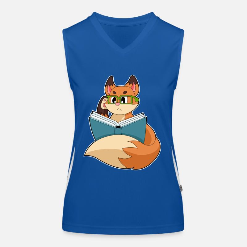 Fuchs als Nerd mit Buch & Brille Funktionelles Kontrast-Tank Top für Frauen