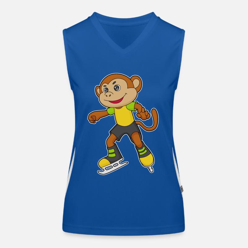 Affe beim Eislaufen mit Schlittschuhe Funktionelles Kontrast-Tank Top für Frauen